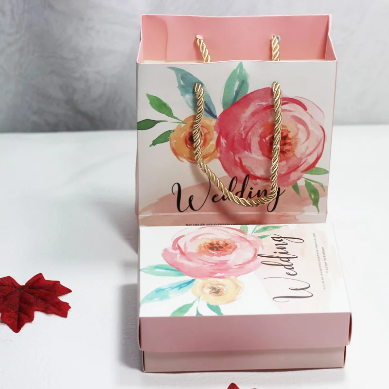 10 компл./лот изысканная Подарочная коробка бумажная сумка-тоут конфетная