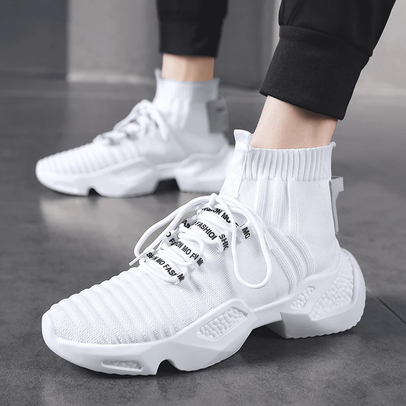 Белый Hemmyi/мужские кроссовки; chaussure homme; Весенняя дизайнерская обувь на толстой подошве для бега, фитнеса; дышащая уличная спортивная обувь; мужские кроссовки - Цвет: Белый