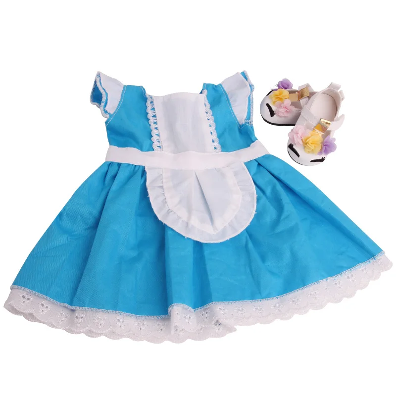 Blue 18 дюймов девушки кукла платье костюм «Единорог» кружевная юбка с обувью Американская Одежда для новорожденных детские игрушки подходит 43 см Детские куклы c179 - Цвет: Blue