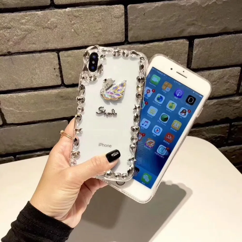 DIY Кристальный чехол для iphone 4 4S 5 5S SE 6 6Plus 6S Plus 7 7Plus 8 8Plus X Роскошные блестящие чехлы