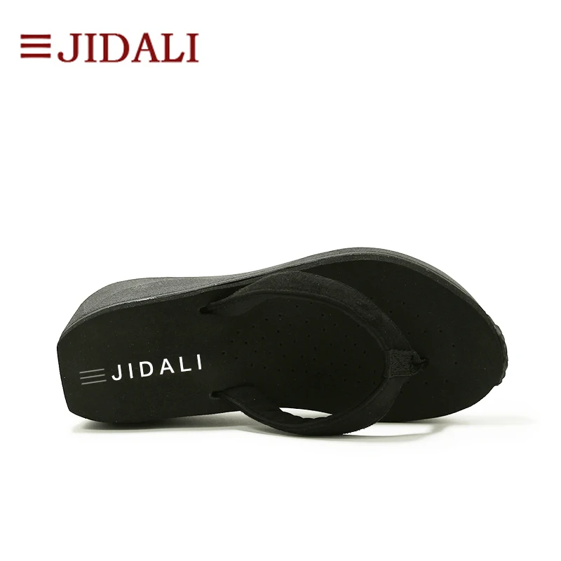 JIDALI/Модная женская обувь; черные женские вьетнамки на высокой платформе; повседневные сандалии EVA на танкетке; сезон лето; Размеры 35-39