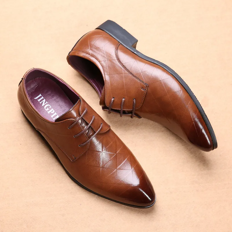 Мужские осенние свадебные туфли оксфорды роскошные кожаные на шнуровке деловые
