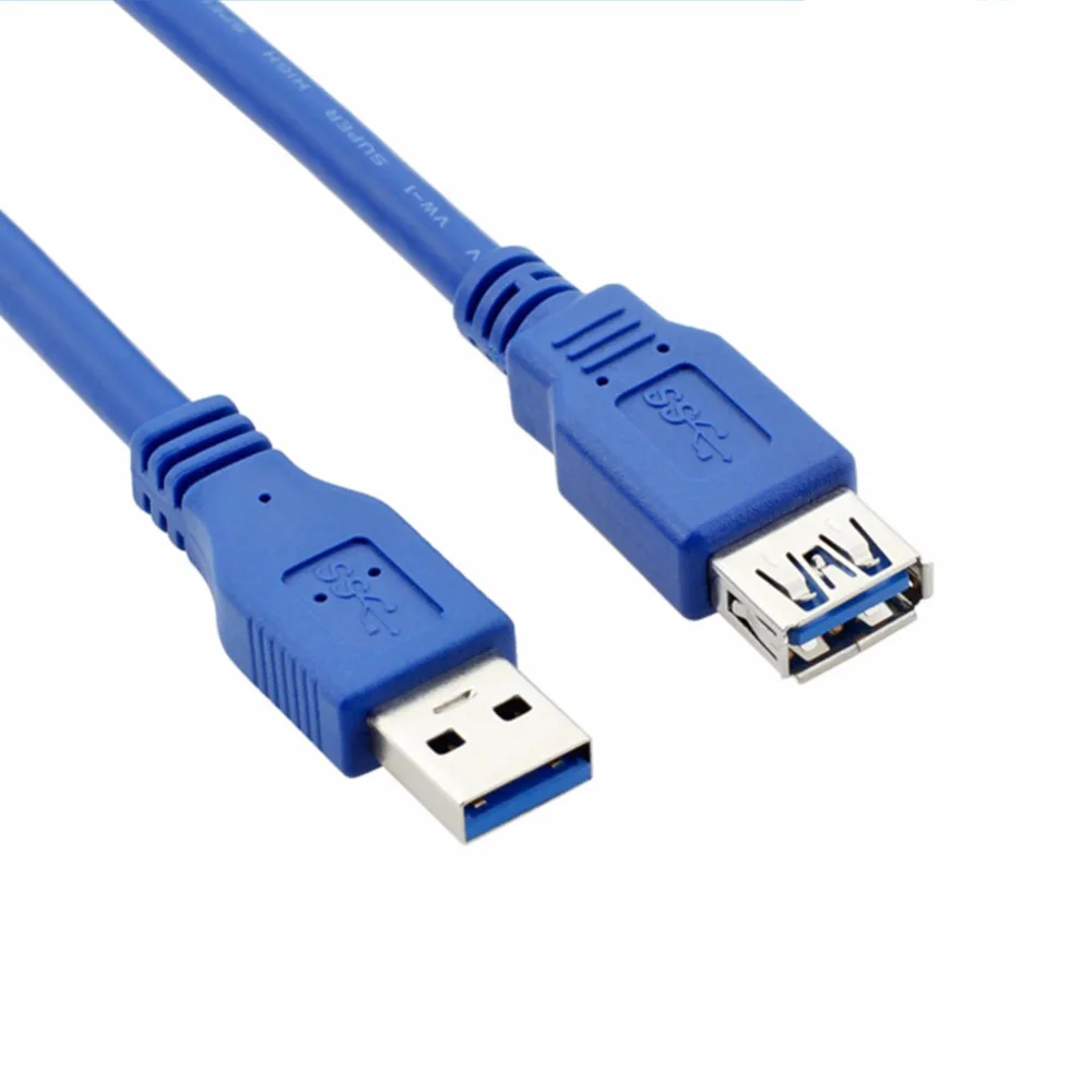 Круглый Голубой USB 3.0 Удлинительный Кабель Мужчина к Женский Расширение Передачи