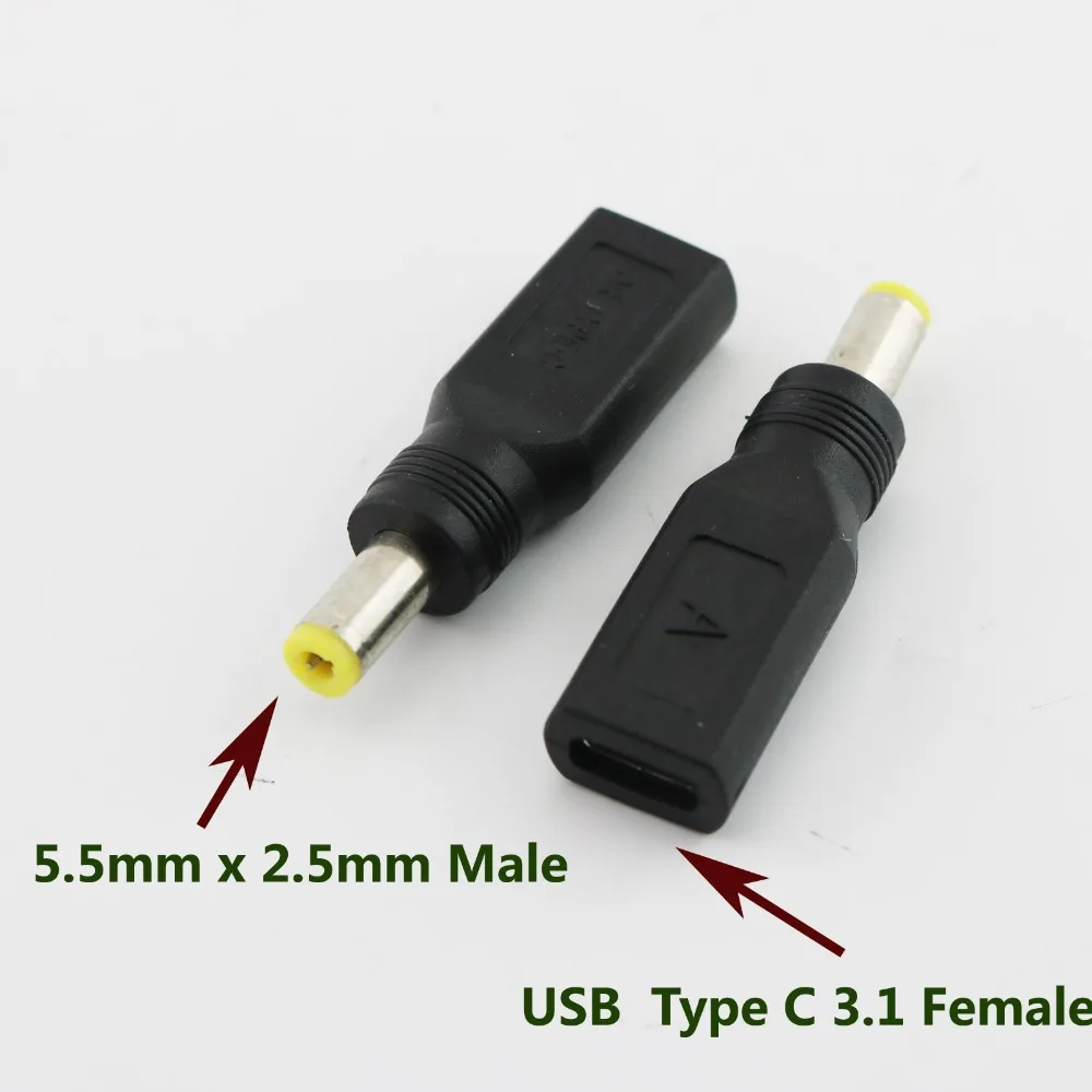 1 шт. 5 мм x 2 штекер к USB 3 Type C Женский адаптер для зарядки постоянного тока|Адаптеры