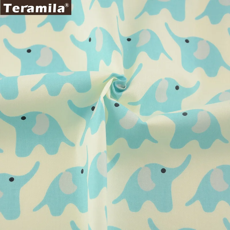 Хлопок TERAMILA ткань мультфильм слон дизайн саржа жир четверть домашний текстиль