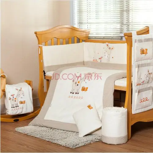 Вышивка кроватки постельных принадлежностей 100% хлопок одеяло подушка бампер