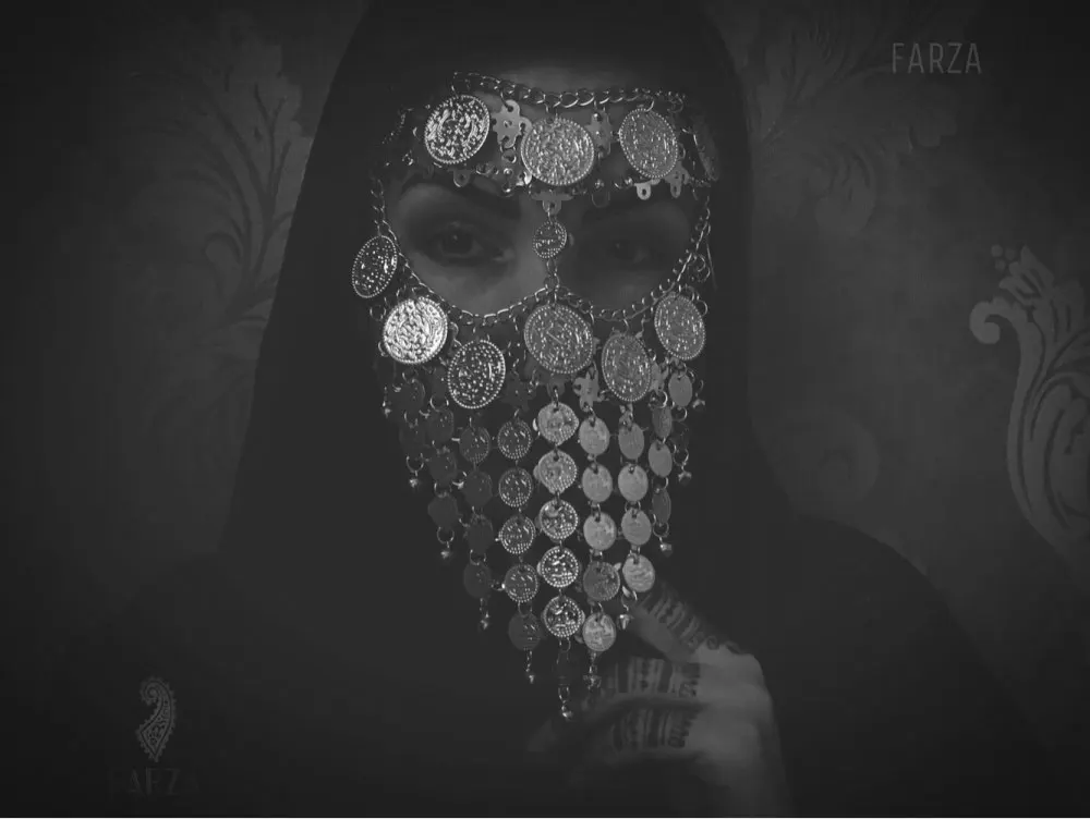 Взрослая египетская маска танец живота металлические монеты вуаль для лица племенная вуаль для лица