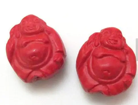 Красный киноварь 10 шт. счастливый будда Бусины Киноварь резные Лаковые изделия