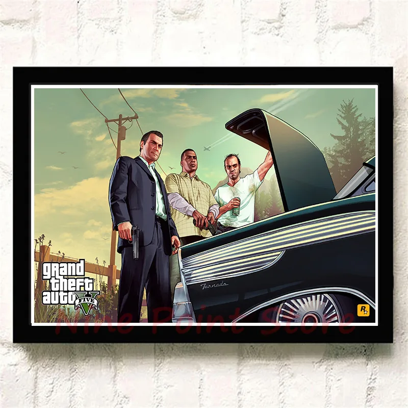 Постер на стену GTA Grand Theft Auto San обладающий полным покрытием без рамки бумажный для