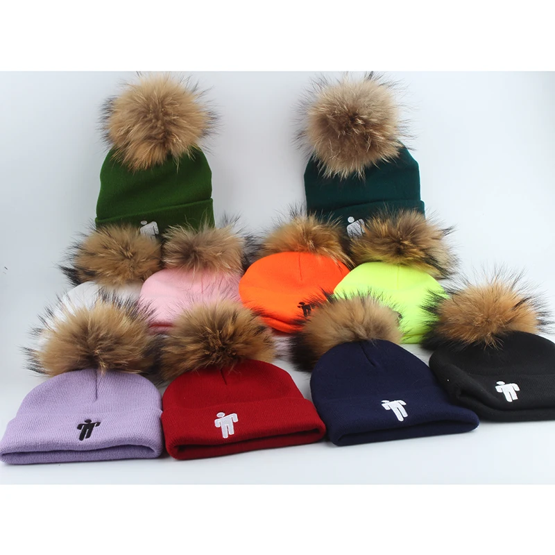 Новая мода Billie Eilish Beanie Hat Женская Мужская зимняя шапка настоящая шапка с меховым помпоном Harajuku Хип-хоп Skullies Beanies