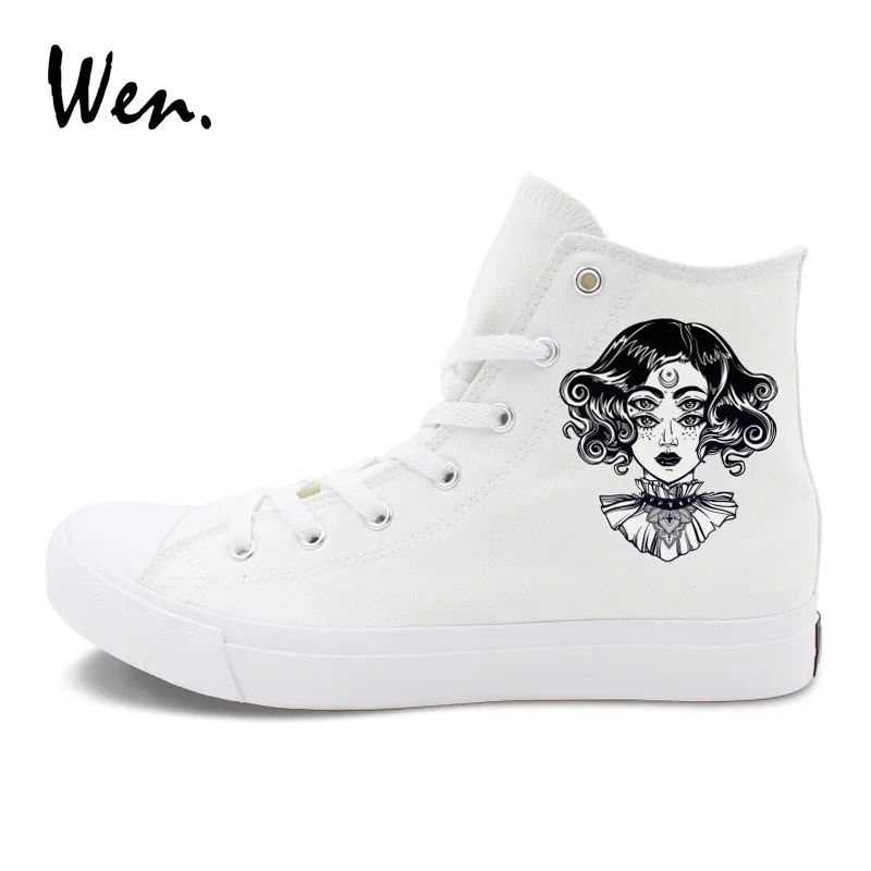 Высокие белые кроссовки для скейта Вэнь специальный дизайн 4 глаз Женская