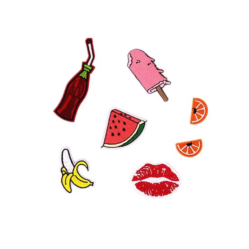 Новая еда вышитые блёстки железа на патч ткань патчи летняя модная одежда