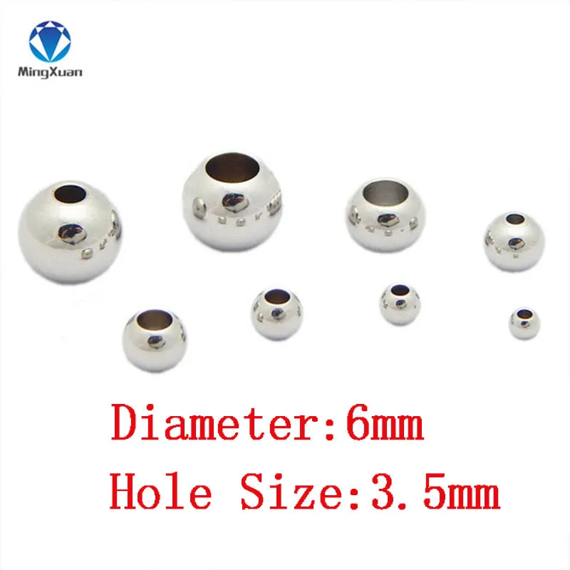 6x3.5mm 100 шт./лот 3/4/5/6/8/10 мм Серебряный Нержавеющая сталь разделительные бусины с большими отверстиями, кулоны А-1,2-5 мм подходит для браслеты с подвесками Браслеты ювелирных изделий - Цвет: 6x3.5mm