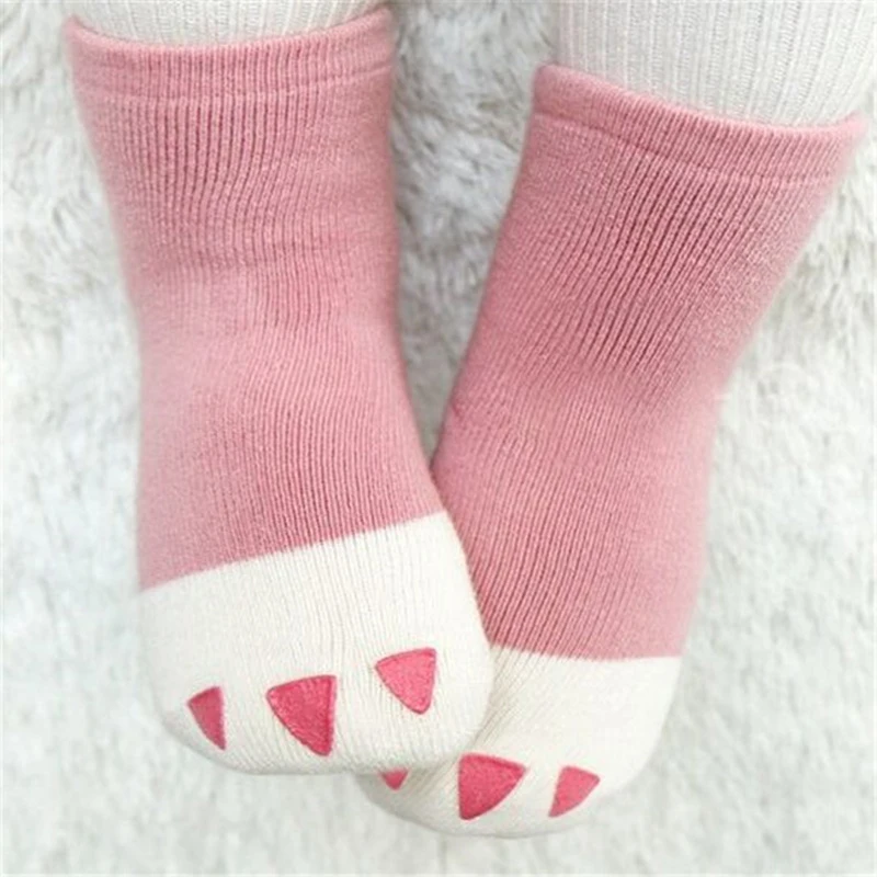 

1pair 0-2 Years Old Autumn Winter Thick Girls Boys Kid Socks Cotton Paw Casual Meias Infantil Anti Slip Socks Soft