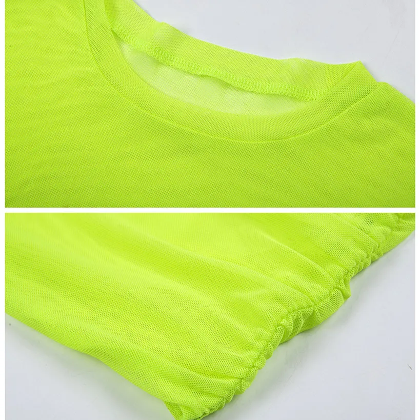 BOOFEENAA неоновая зеленая сетчатая прозрачная сексуальная юбка из двух частей