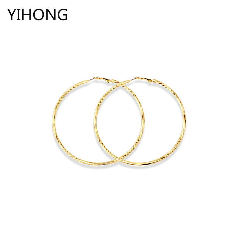 Большие серьги-кольца простой золотой роскошный круглый Круглый Серьги Модные