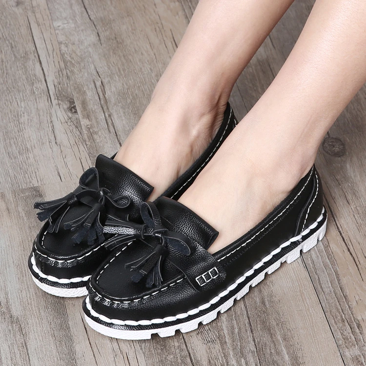 2017 Fashion Spring Women Loafers Creeper Shoes Round Toe Ladies Flat Woman Bow Tie Tassel Slip on Flats Casual | Обувь