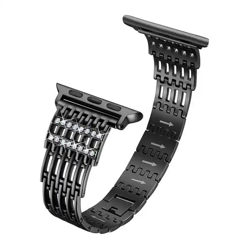 Joyozy для Apple Watch Band 38 мм 42 мм алмазный обруч для Apple Watch series 4 3 2 1 браслет для iwatch ремешок из нержавеющей стали - Цвет ремешка: Black