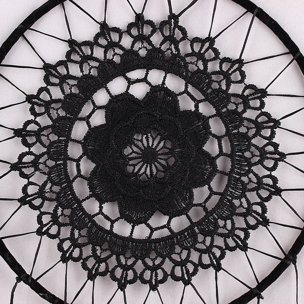 Индийский Ловец снов подвесное украшение ручной работы перо кружево черный