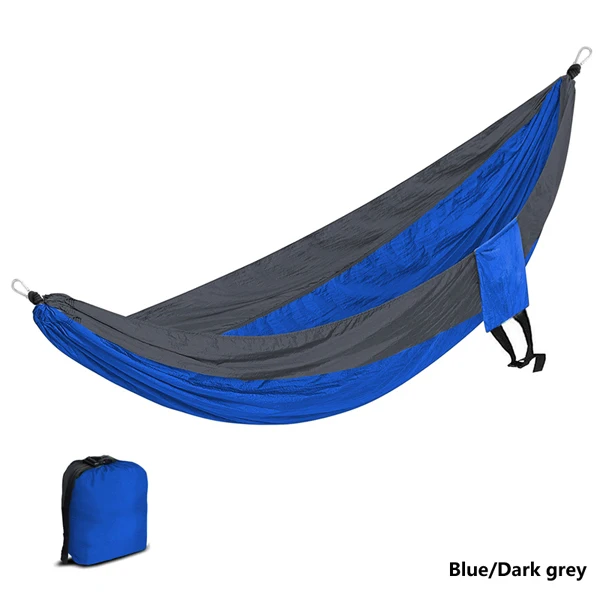 Blue and Dark grey Двойной человек гамак-парашют портативный Открытый Кемпинг домашний сад спальный гамак кровать 300 кг Максимальная загрузка - Цвет: Blue and Dark grey
