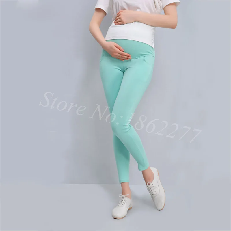 Candy Green Яркие Леггинсы для беременных, Одежда для беременных, штаны с высокой талией, Ropa Maternidad Vetement Grossesse 34% Off - Цвет: Candy Green