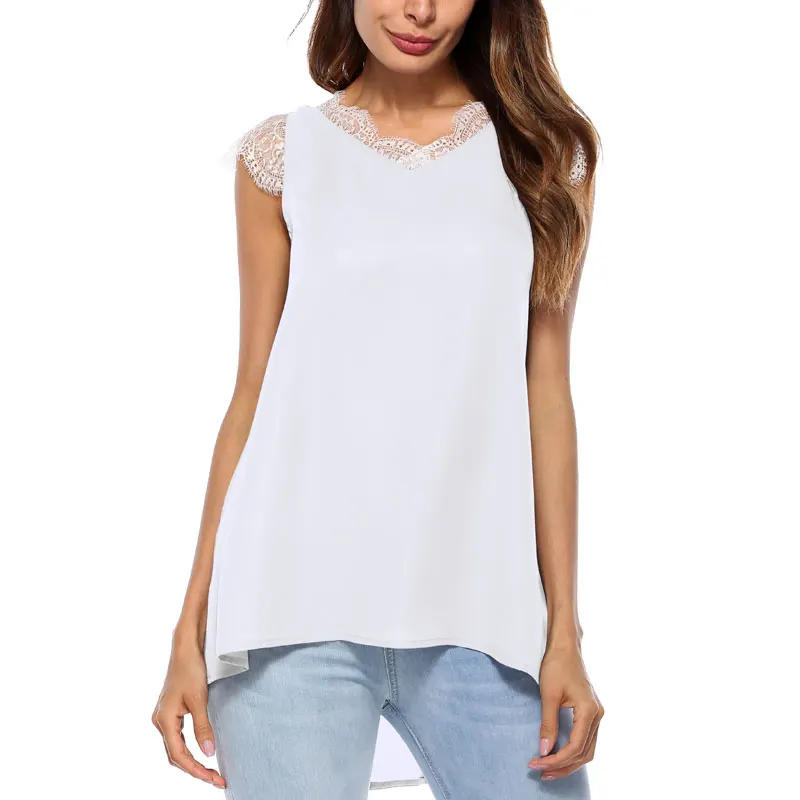 HEE GRAND женские кружевные лоскутные рубашки 2018 базовые летние блузки без рукавов