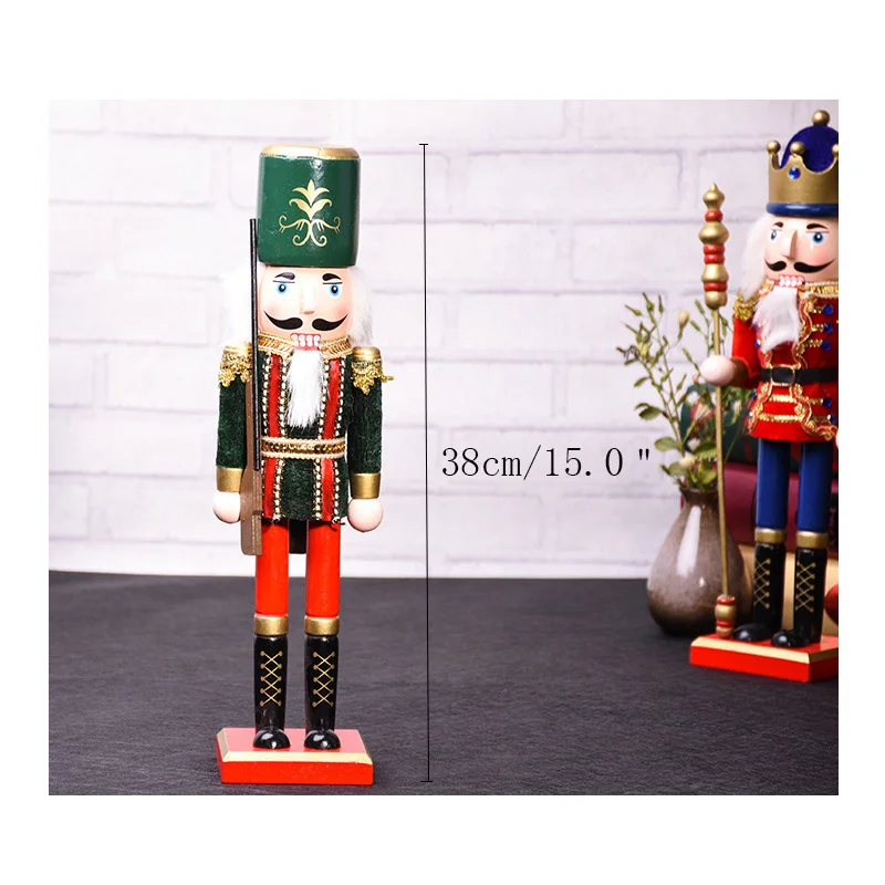 

38CM Creative Wooden Nutcracker Soldier Figurines Ornaments Home Decoration Nutcracker Puppet Desktop Crafts Christmas Gifts