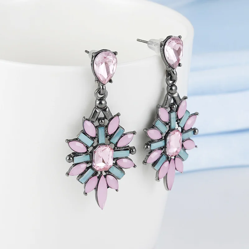 Topkeeping Brand Fashion Colorful Flower Big Luxury Drop Earring Pendant Crystal Rhinestone Statement Earrings Jewelry Wholesale | Украшения