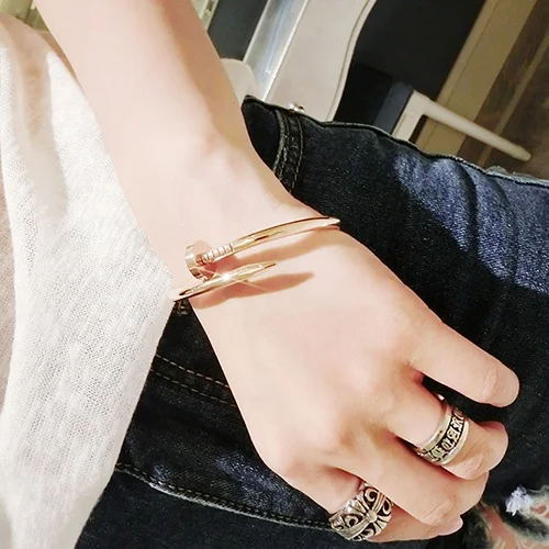 Шурупы ногтей манжеты браслеты медь любовь для женщин золото Pulsera Jewelry