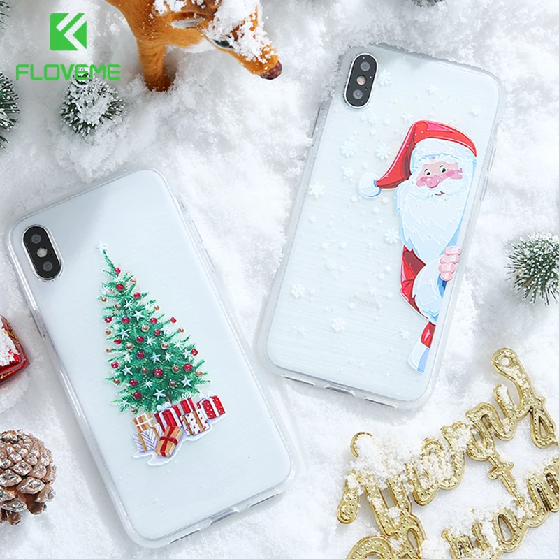 FLOVEME Рождественский чехол s для iPhone XS Max XR X 8 7 6S 6 Plus 2020 новогодний телефона Мягкий