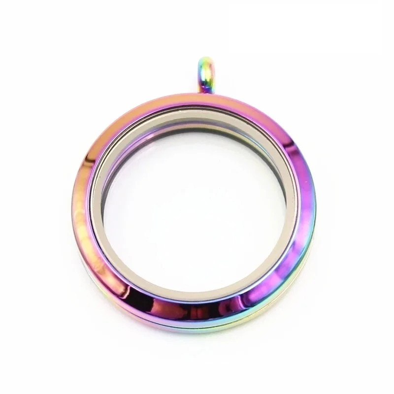 

Mix 20mm 25mm 30mm 34mm 38mm Size Rainbow 316L Stainless Steel Twist Screw Floating Charms Glass Memory Locket Pendant