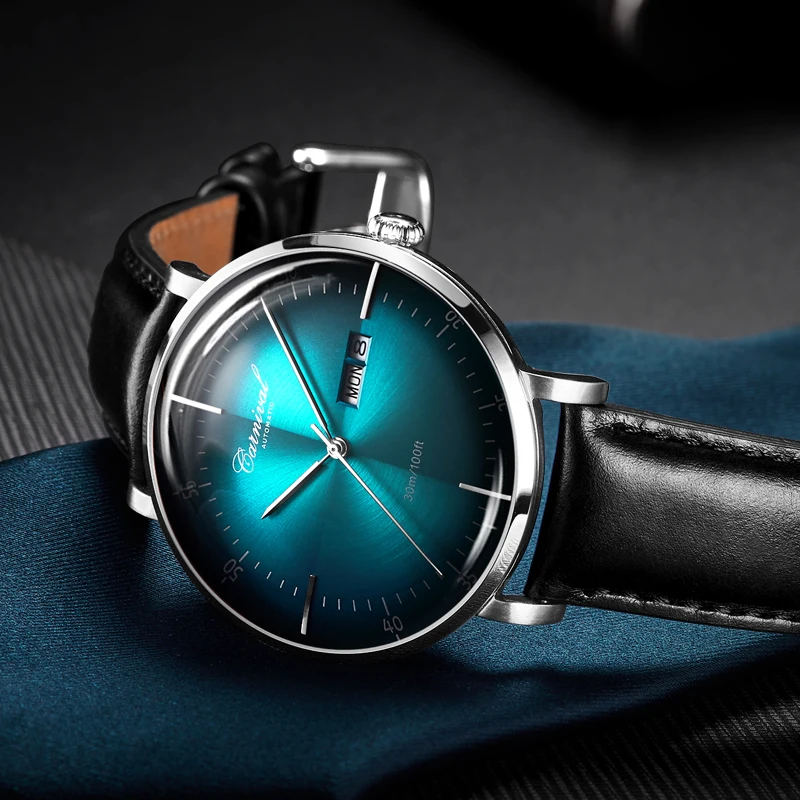 Carnival Automatic Mechanical Watch Men Leather Strap Mens Watches Top Brand Luxury Waterproof Wristwatches montre homme 8894G | Наручные