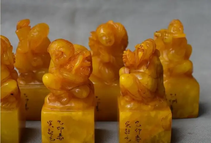 10 &quotКитайский Натуральный Камень Shoushan миф Восемь Бессмертных печать штамп с