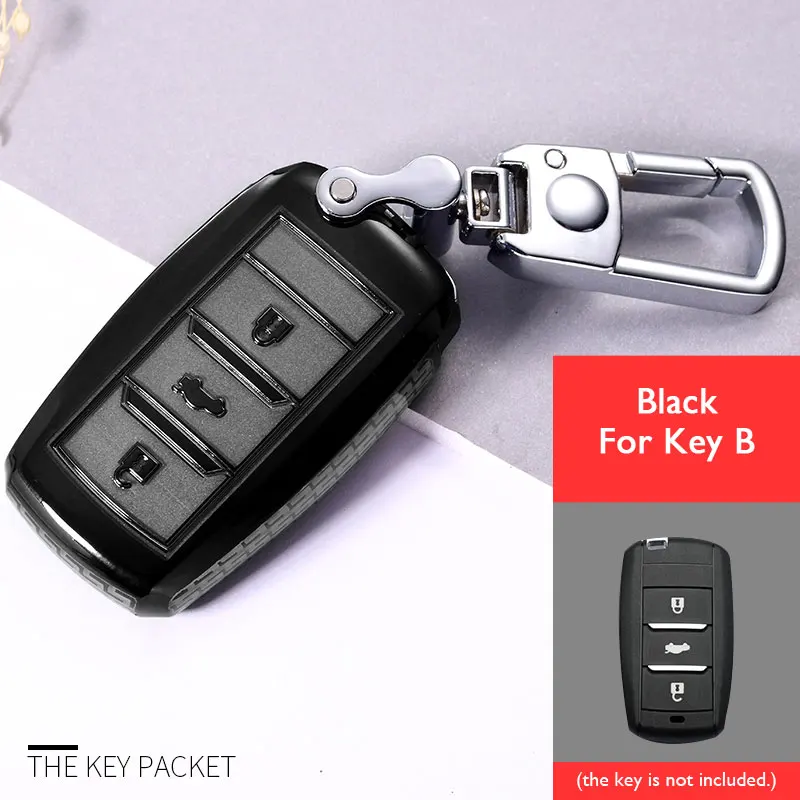 Key B- Black ТПУ чехол для ключей для Changan eado CS35 CS75 Raeton CS15 V3 V5 V7 дистанционный чехол для ключа чехол сумка для ключей авто аксессуары - Название цвета: Key B- Black
