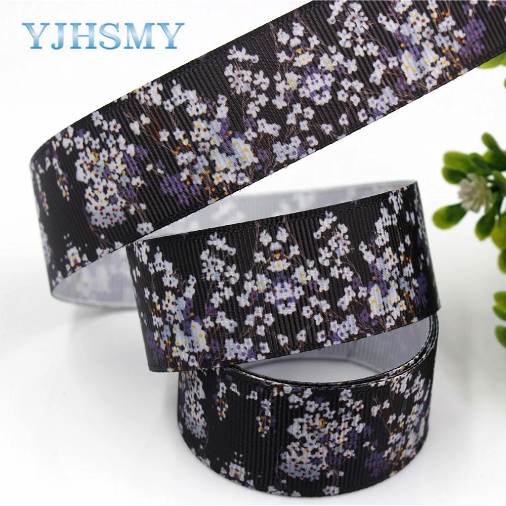 Лента с цветочным принтом YJHSMY 1712085 25 мм 10 ярдов|flower ribbon|10 yarddiy handmade |
