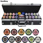 500 шт.компл. 14 г покерные фишки для казино роскошные наборы, фишки для покера с пшеничной короной, разноцветные глиняные фишки, наборы фишек Техасского холдема + металлическая коробка