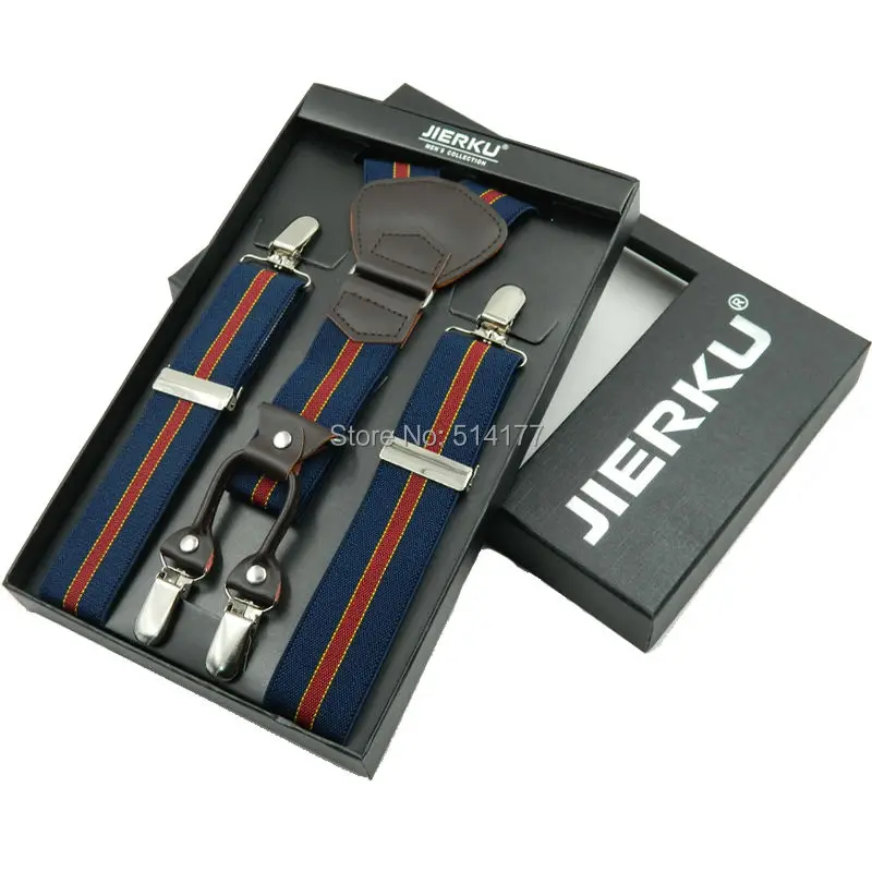 Мужские подтяжки модные из искусственной кожи регулируемые 4 зажима y-образные