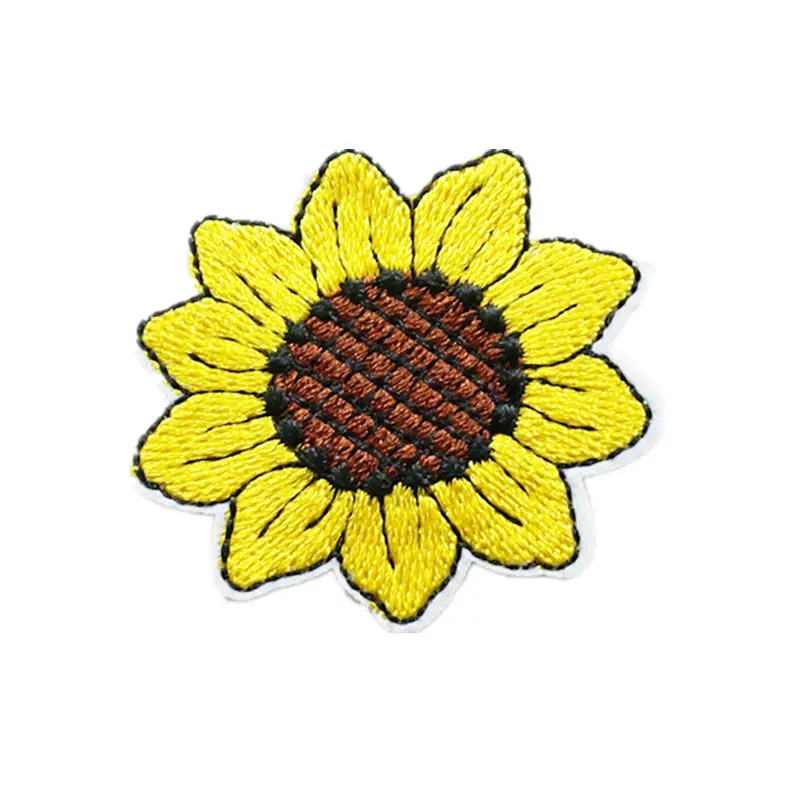 Вышивка патч декор в виде головки подсолнечника Helianthus шить железа на вышитые
