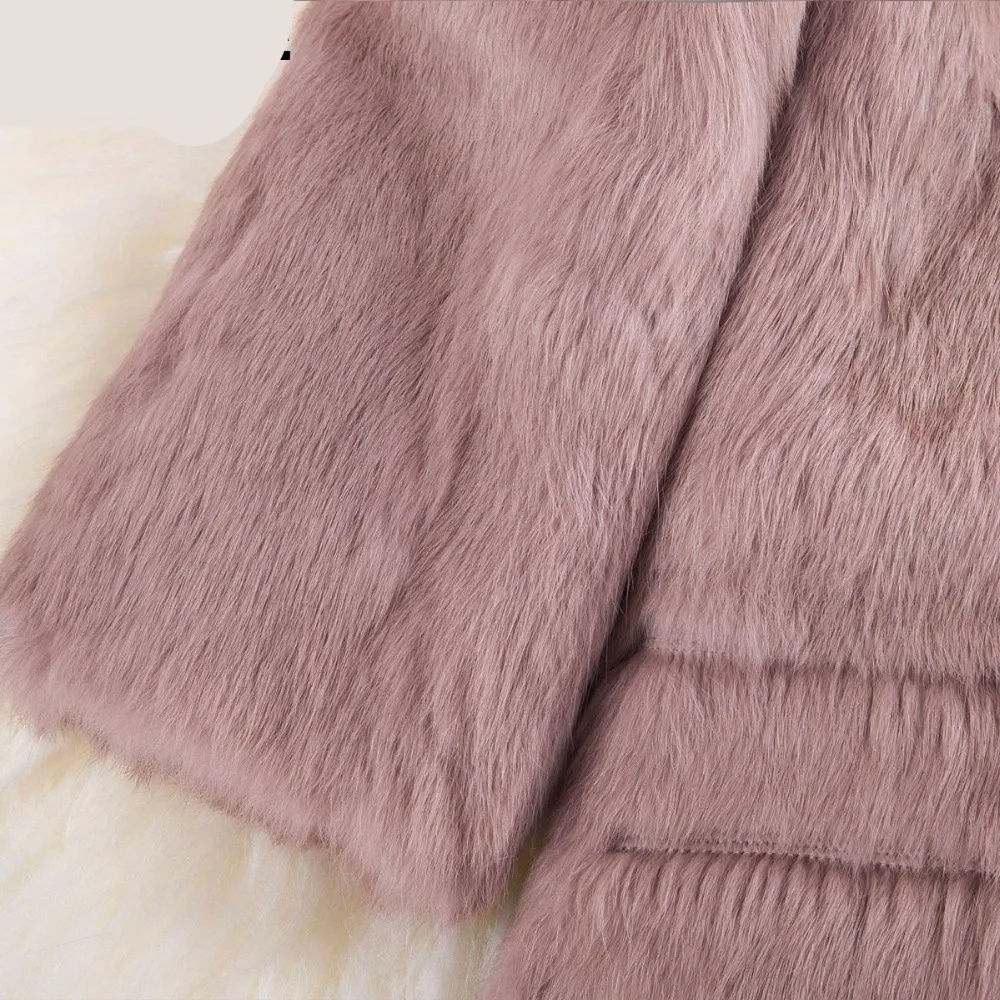 2018 Женское пальто из натурального кроличьего меха верхняя одежда Женская