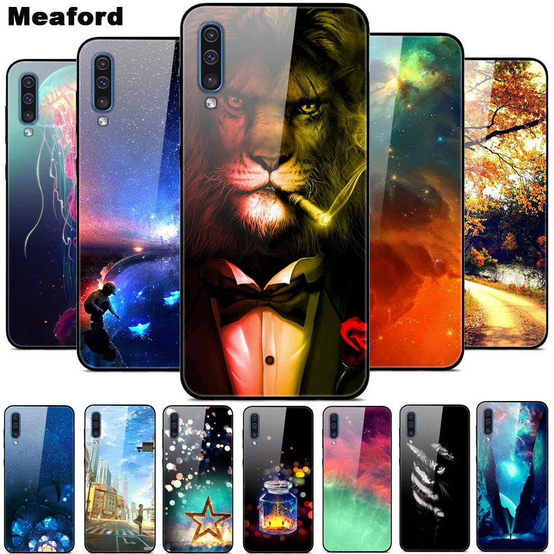 Чехол из закаленного стекла для Coque samsung A70, мягкий чехол-бампер, 3D Рисунок кошки, Funda для samsung Galaxy A70 A 70, чехол для телефона