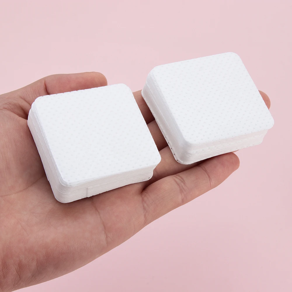 Бумажные хлопковые салфетки без ворса для удаления клея ресниц 100/200 шт. протрите