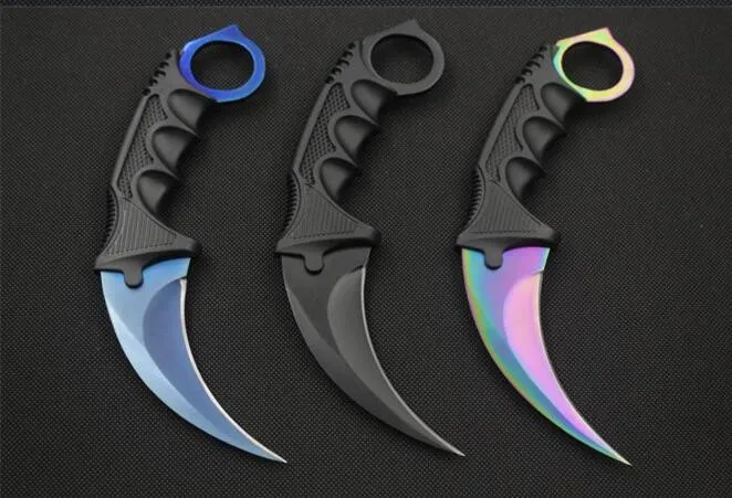 Реального CS Go Karambit Ножи Counter Strike Кемпинг Пеший Туризм выживания Ножи оболочка армейские коготь Ножи 6 цветов Прямая