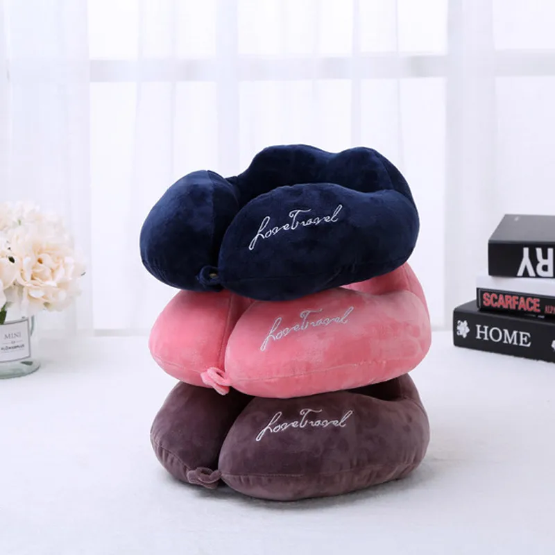 Дорожная U образная подушка автоматическая мягкая поддержка головы и шеи для сна