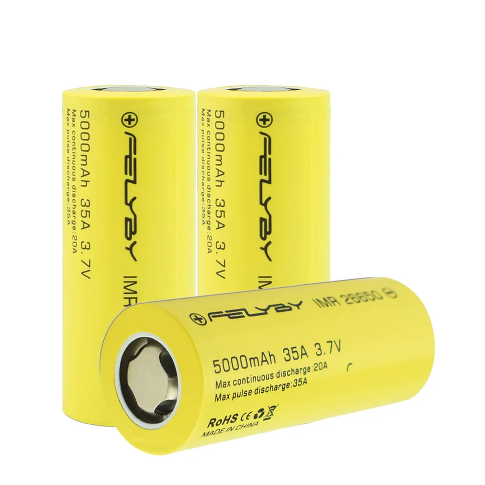 3 pcs FELYBY 1-5 шт Высокая емкость 5000mAh 3,7 V перезаряжаемая 26650 литиевая батарея для фонарей/солнечных/UPS/электронных инструментов - Цвет: 3 pcs