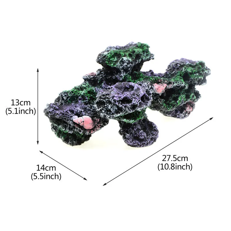 

10.8" Artificial Aquarium Coral Decoration Rock Fish Tank Ornament Coral Reef Shell Cave Stone Decoration Aquarium Background