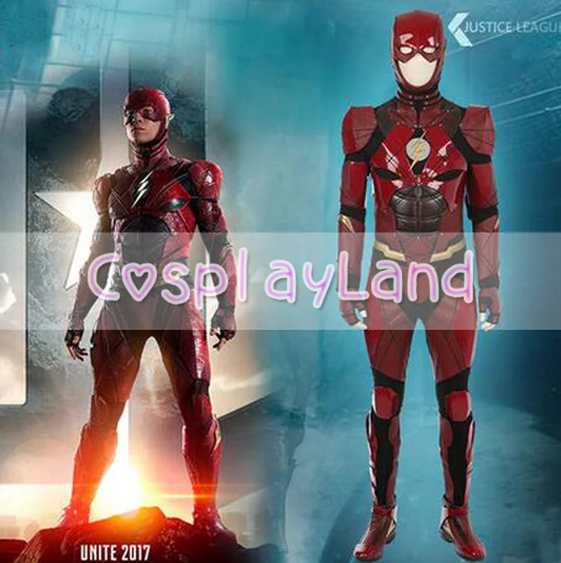 Лига Справедливости flash Косплэй костюм красный кожаный костюм супергероя костюмы на Хэллоуин для взрослых индивидуальный заказ комбинезон флэш-костюм
