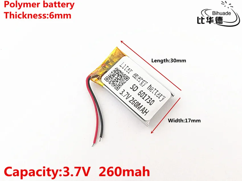 3 7 V 260 mAH 601730 полимерный литий ионный/литий ионный аккумулятор для игрушек POWER BANK GPS