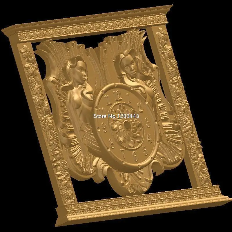 Эксклюзивная модель рельефа artcam для ЧПУ в формате STL clock_mental_clock_with_lady_exclusion|artcam