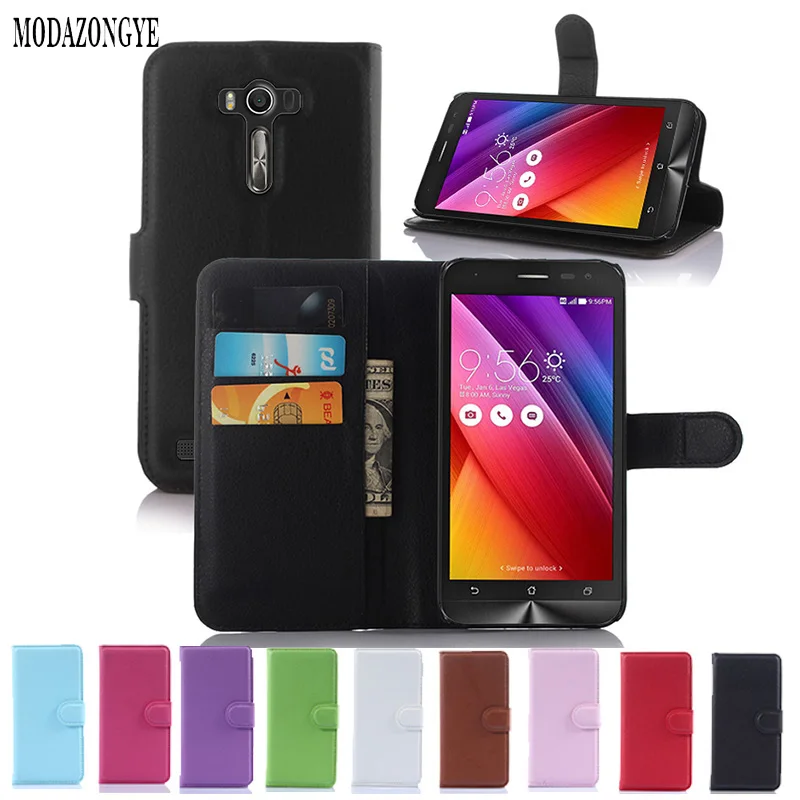 Роскошный чехол бумажник из искусственной кожи с откидной крышкой для Asus ZenFone 2