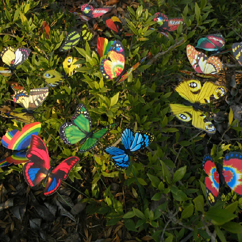 

10Pcs/Set Beautiful Butterfly On Sticks Garden Decoration Vase Lawn Craft Art DIY Decoratio 2017 New Beautiful